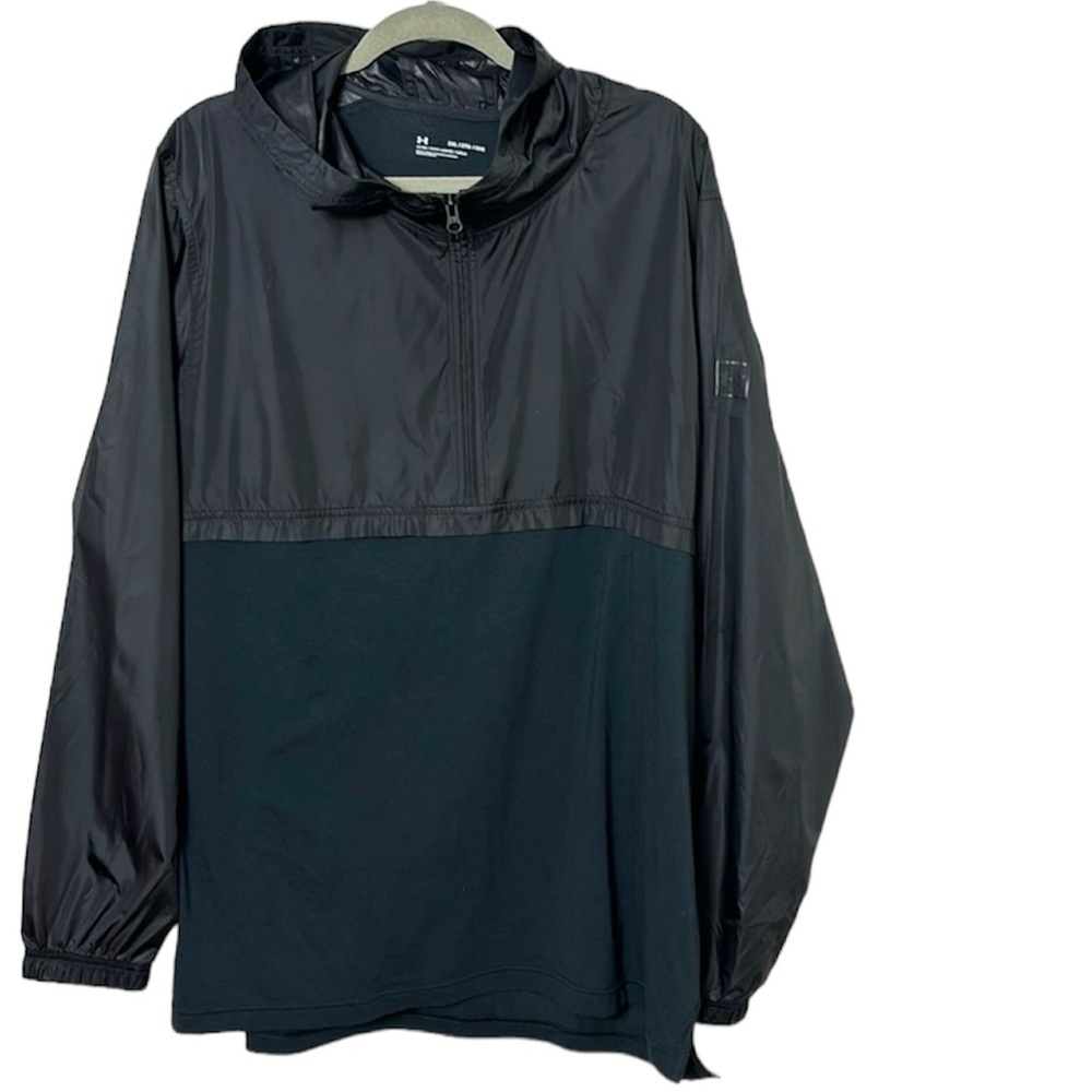 NEW NWT UNDER ARMOUR BLACK fitted hoodie jacket size 2XL lightweight windbreaker